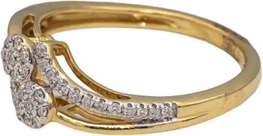 18k Yellow Gold VS Round Diamond Cluster Bypass Band Ring 0.18CT Size 6.25