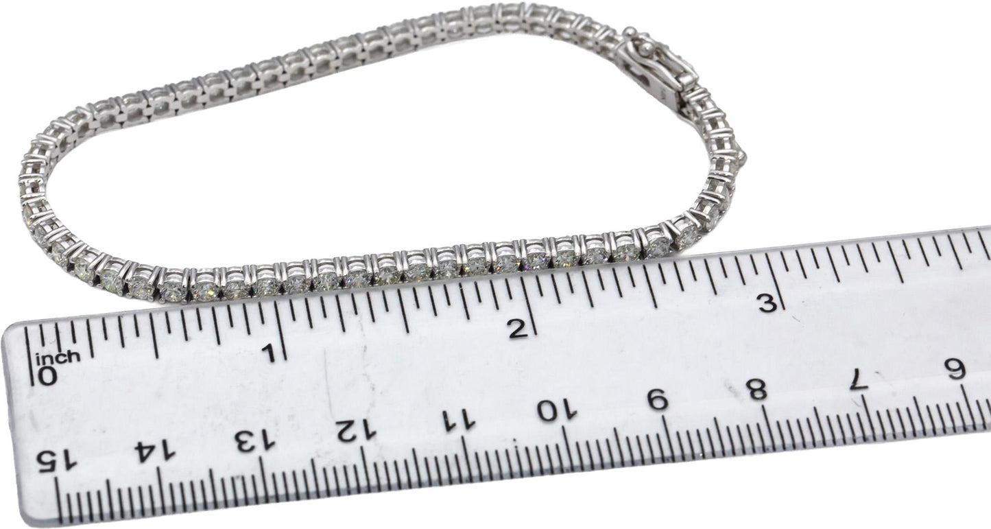 14k White Gold VS Round Diamond Tennis Bracelet 4.51CT