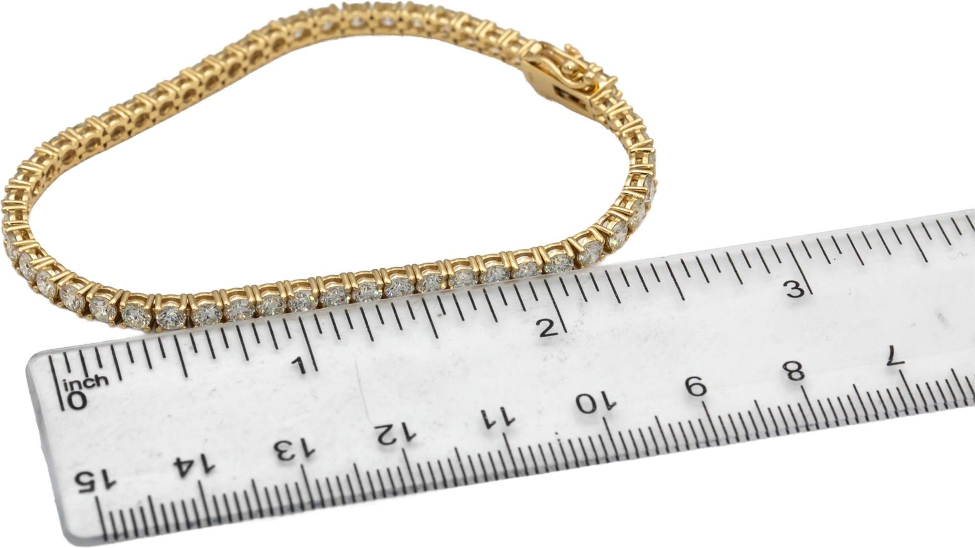 14k Yellow Gold VS Round Diamond Tennis Bracelet 6.0CT