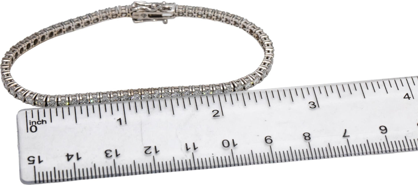 14k White Gold VS Round Diamond Tennis Bracelet 4.65CT