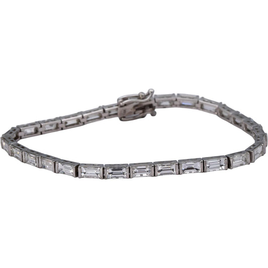 14k White Gold VS Emerald Cut Diamond Tennis Bracelet 8.42CT