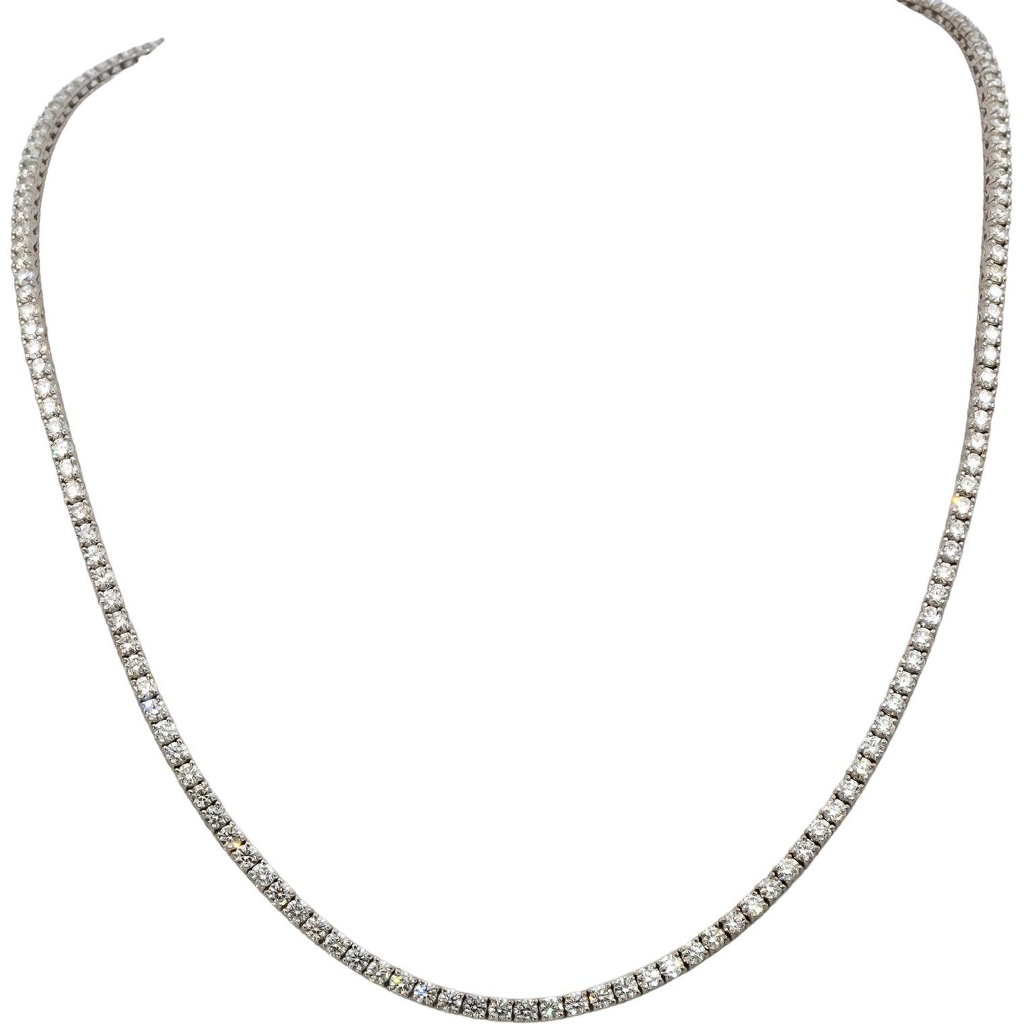 14k White Gold VS Round Diamond Tennis Necklace 11.25CT