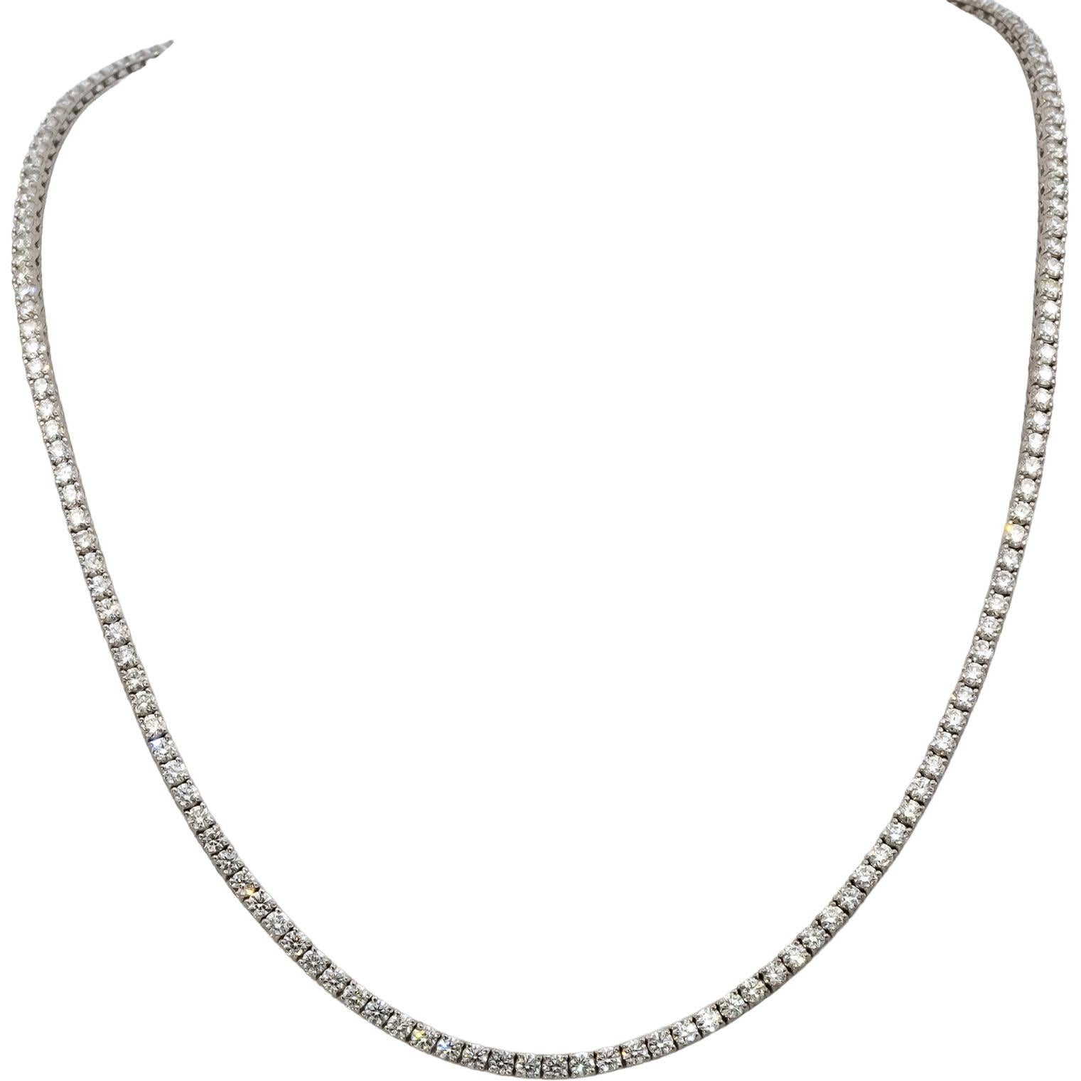 14k White Gold VS Round Diamond Tennis Necklace 11.25CT