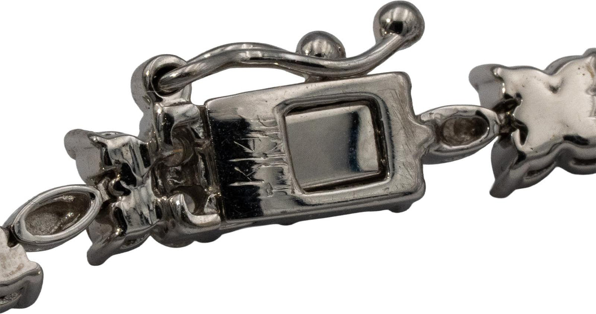 14k White Gold Round Diamond Floral Link Bracelet 3.60CT