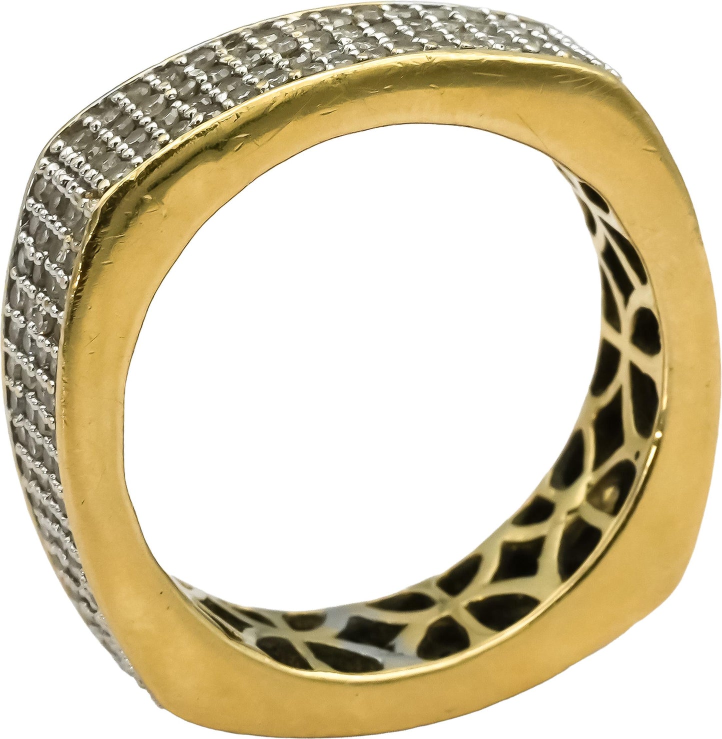 14k Yellow Gold Round Diamond Pave Men's Eternity Band Ring 1.0CT Size 8