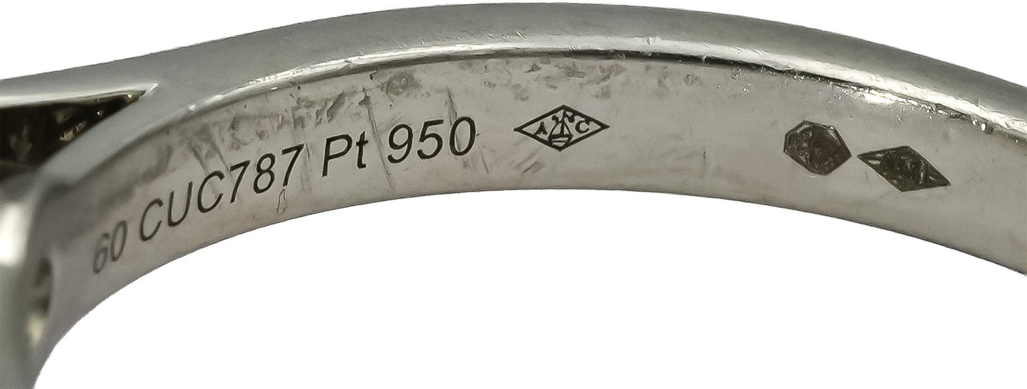 GIA Cert. CARTIER Platinum VS1/F Round Diamond Engagement Ring 1.50CT Size 60