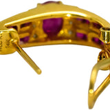 14k Yellow Gold Diamond and Ruby Curved Earrings 0.85CTW