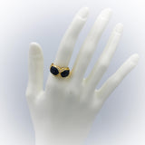 18k Yellow Gold VS Diamond & Blue Sapphire Cluster Cocktail Ring 4.60CTW Size 7