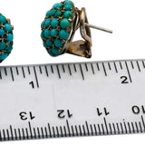 18k White Gold Cabochon Turquoise Cluster Button Earrings