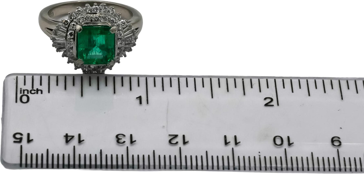 GIA Certified Platinum Colombian Emerald and Diamond Ring 3.06CT Size 6.5