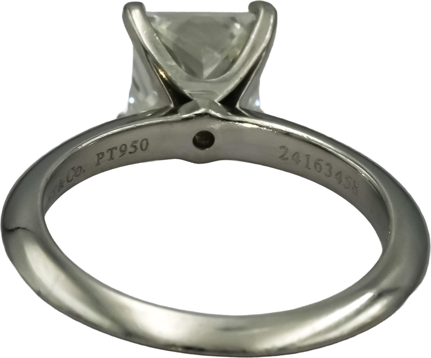 TIFFANY & CO. Platinum VVS2/I Princess Cut Diamond Solitaire Ring 1.47CT Size 5
