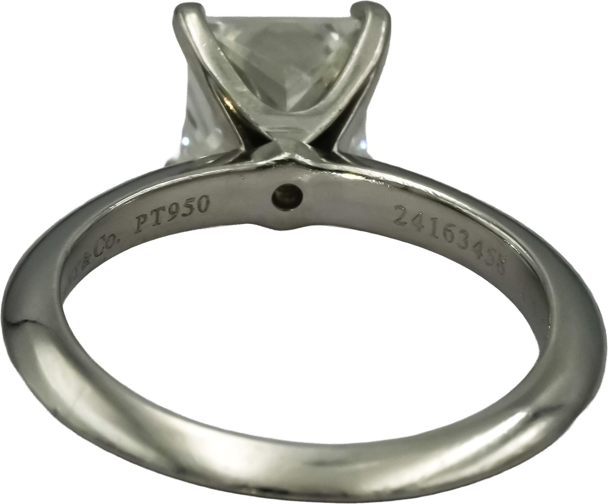 TIFFANY & CO. Platinum VVS2/I Princess Cut Diamond Solitaire Ring 1.47CT Size 5