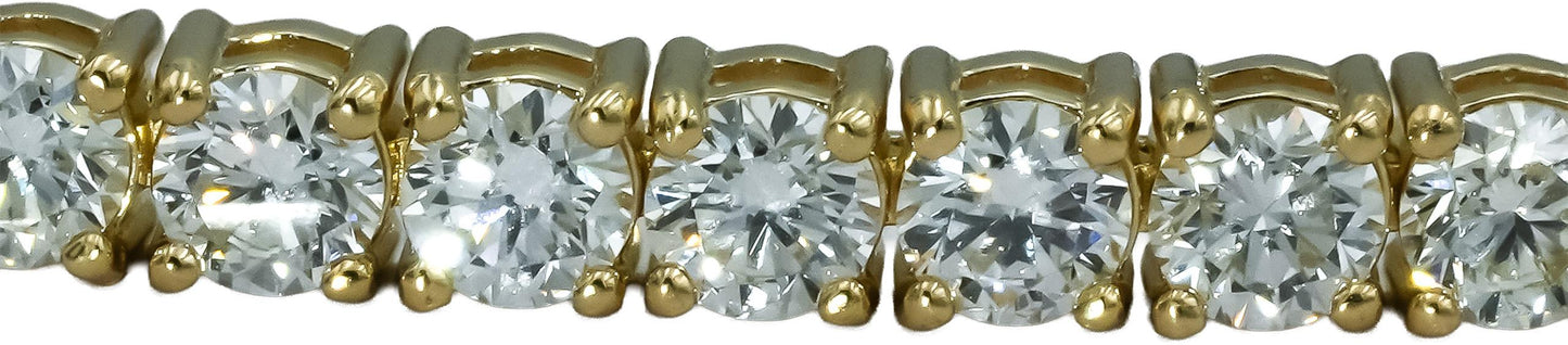 14k Yellow Gold VS Round Diamond Tennis Bracelet 7.05CT