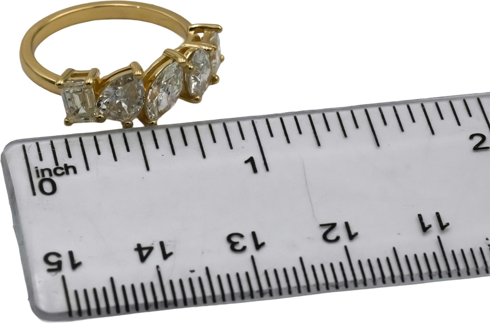 14k Yellow Gold Oval Emerald Pear Marquise Princess Diamond Ring 2.08CT Size 7