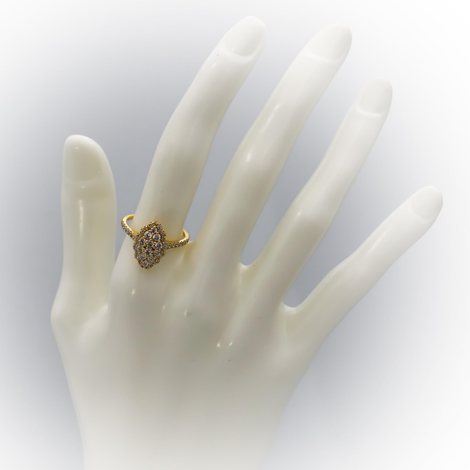 14k Yellow Gold Round Diamond Cluster Cocktail Ring 0.75CT Size 6.75