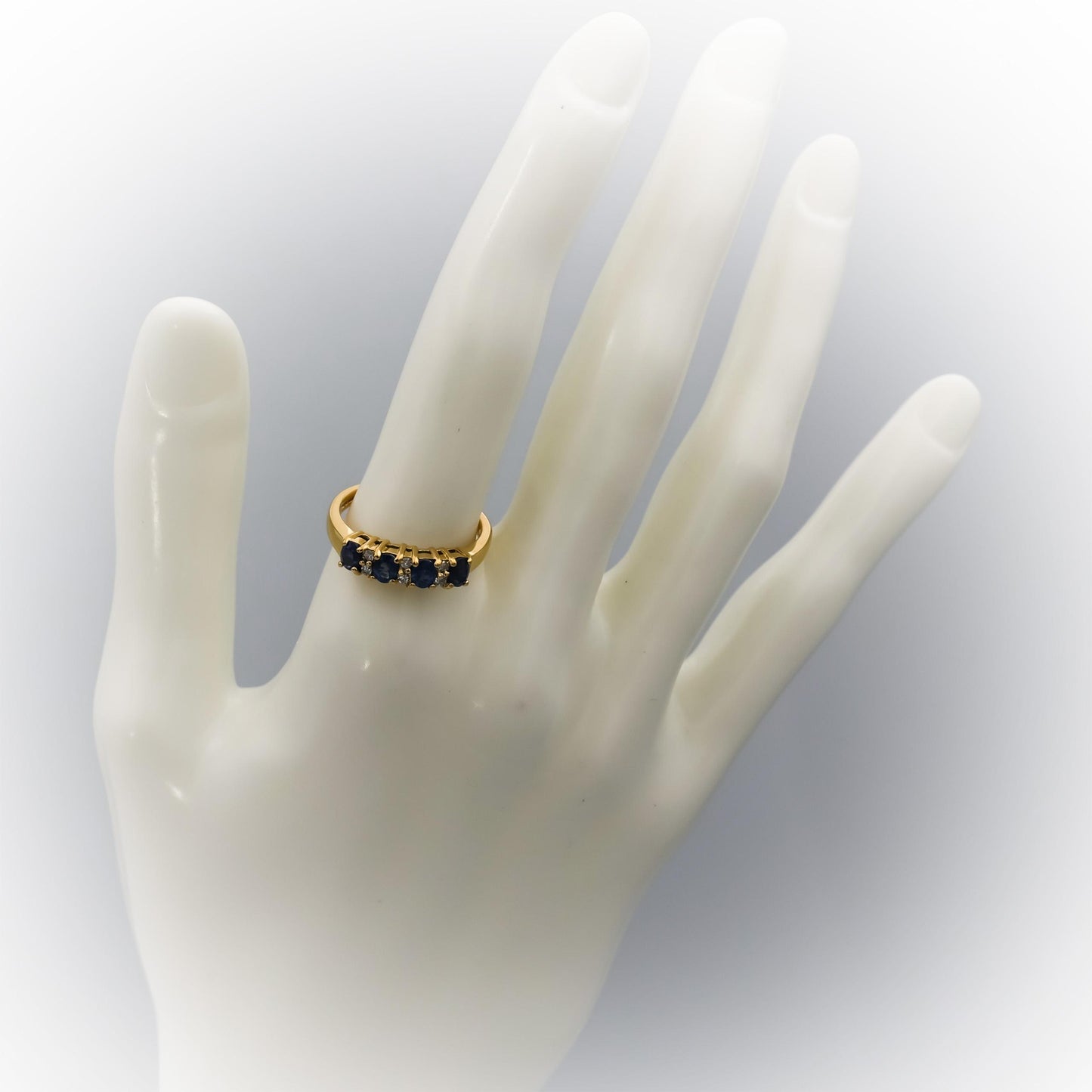 10k Yellow Gold VS Diamond and Sapphire Band Ring 0.75CT Size 7.5