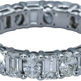 14k White Gold Oval & Emerald Cut Lab-Grown Diamond Eternity Ring 3.50CT Sz 6.75