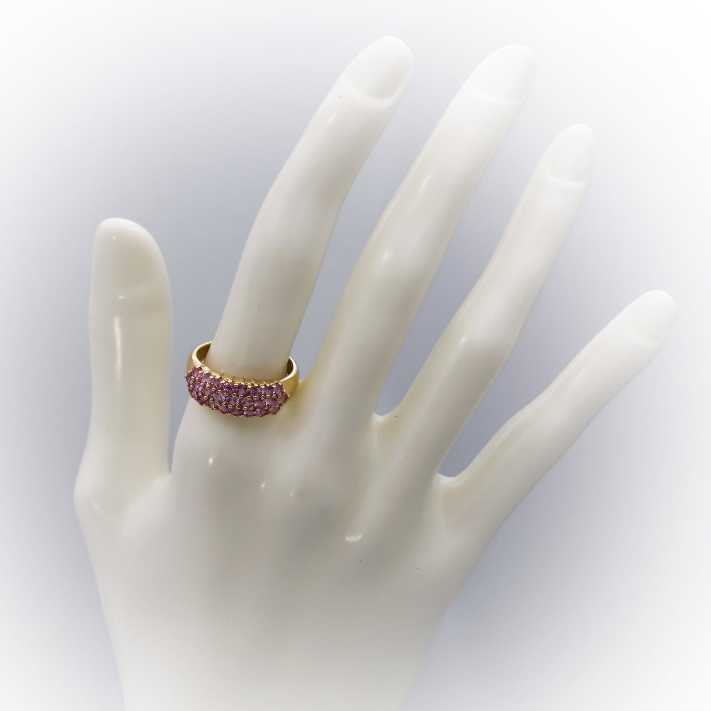 14k Yellow Gold Pink Topaz Pave Band Ring 1.50CT Size 8
