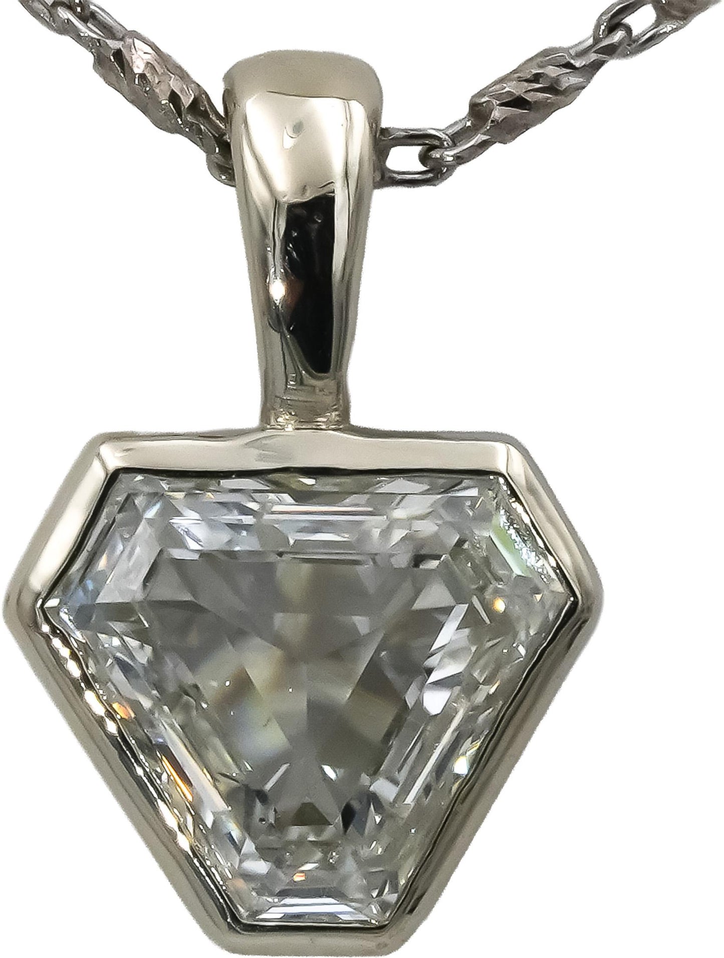 GIA Certified 14k White Gold SI1/H Step Trillion Diamond Pendant Necklace 1.01CT