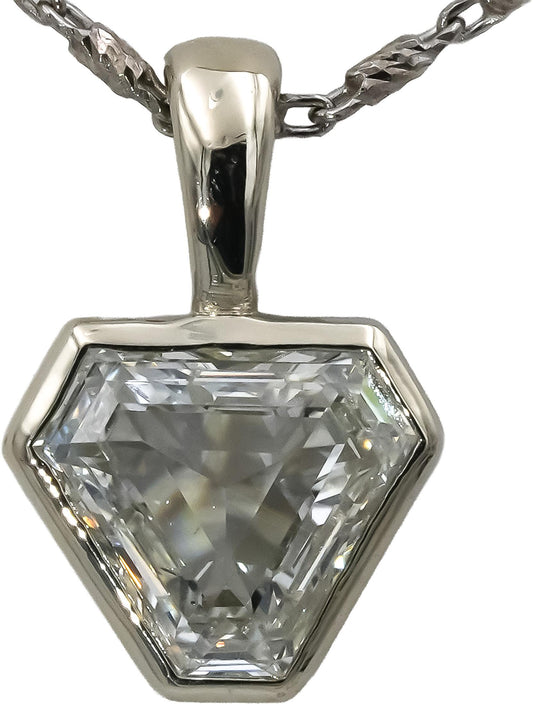 GIA Certified 14k White Gold SI1/H Step Trillion Diamond Pendant Necklace 1.01CT