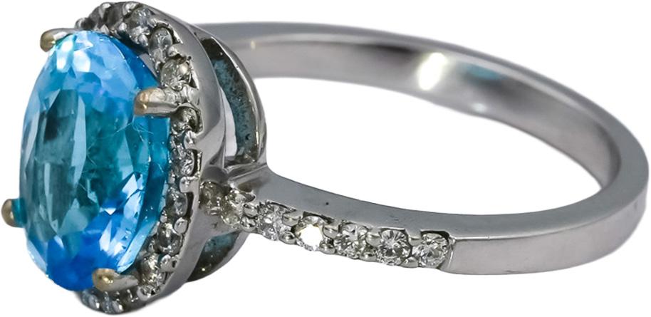 18k White Gold Diamond and Topaz Cocktail Ring 3.38CT Size 6.75