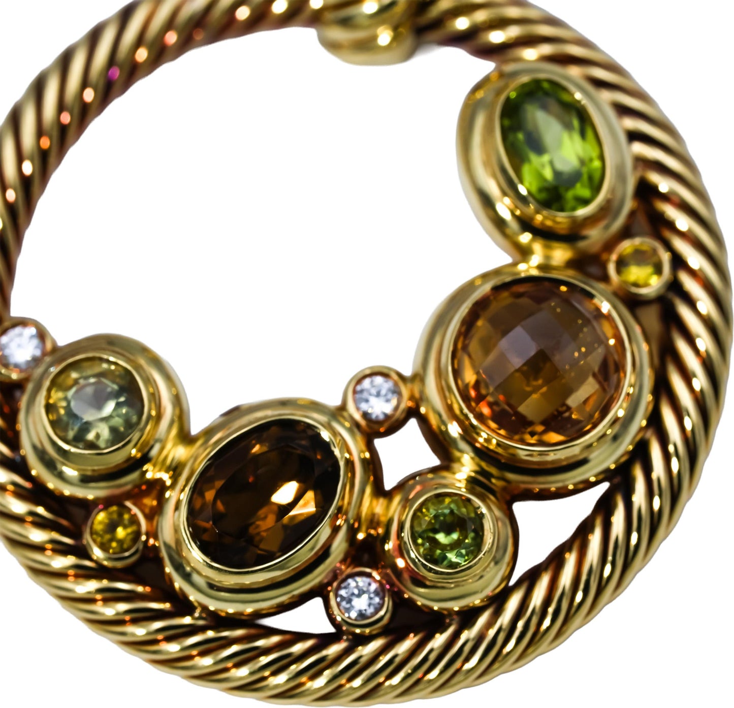 DAVID YURMAN 18k Yellow Gold Diamond & Gemstone Mosaic Collection Pendant 0.12CT