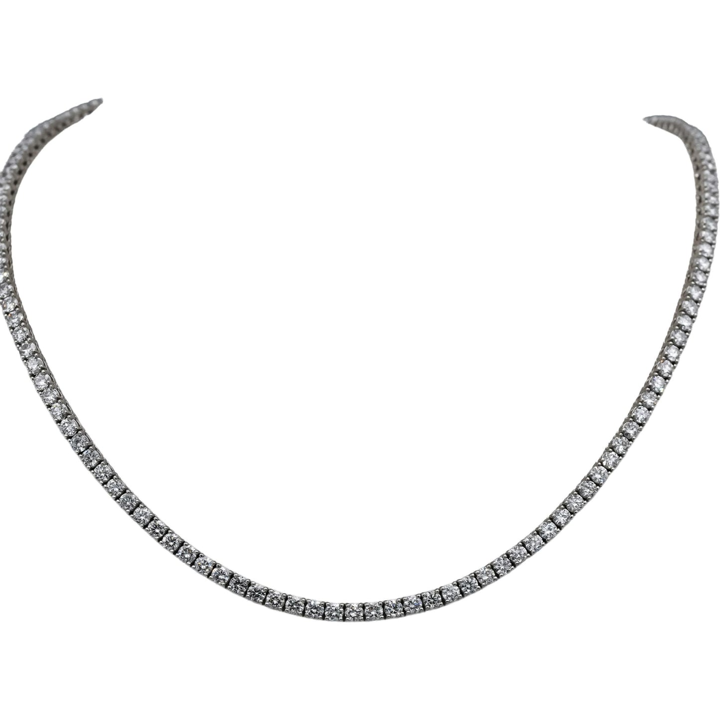 14k White Gold VS Round Lab-Grown Diamond Tennis Necklace 18.32CT
