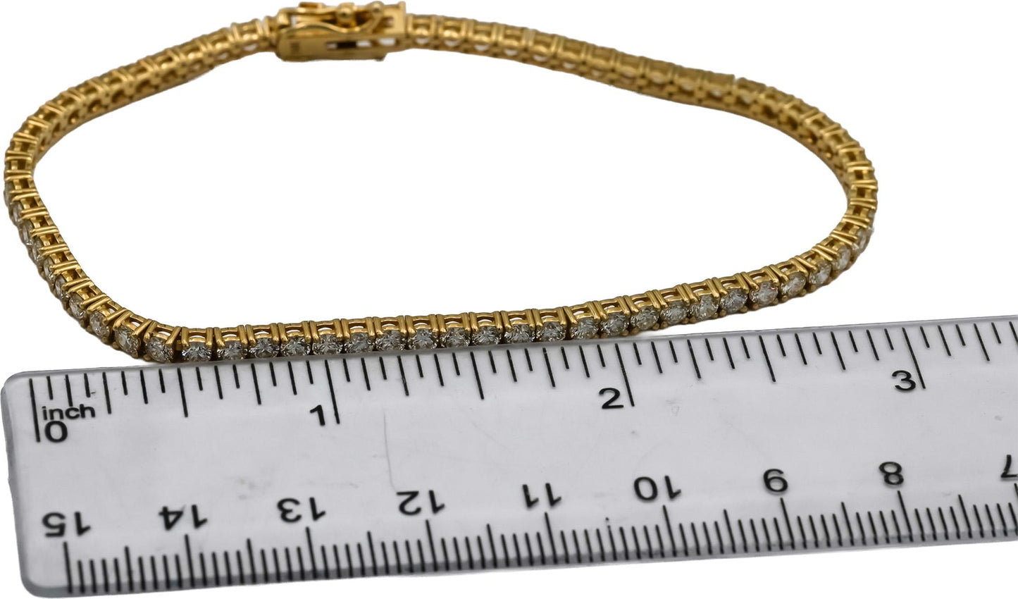 14k Yellow Gold VS Round Diamond Tennis Bracelet 4.92CT