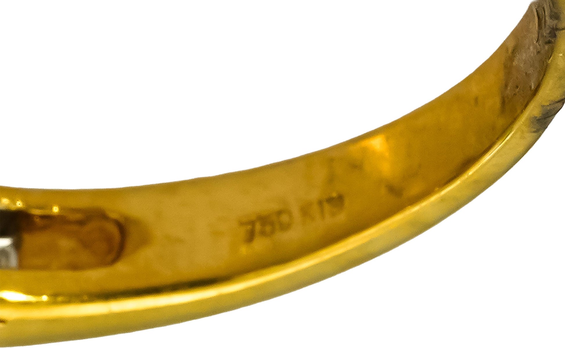 18k Yellow Gold Diamond Ribbon Ring 2.03 w/ 1.26CT Center Size 6.25