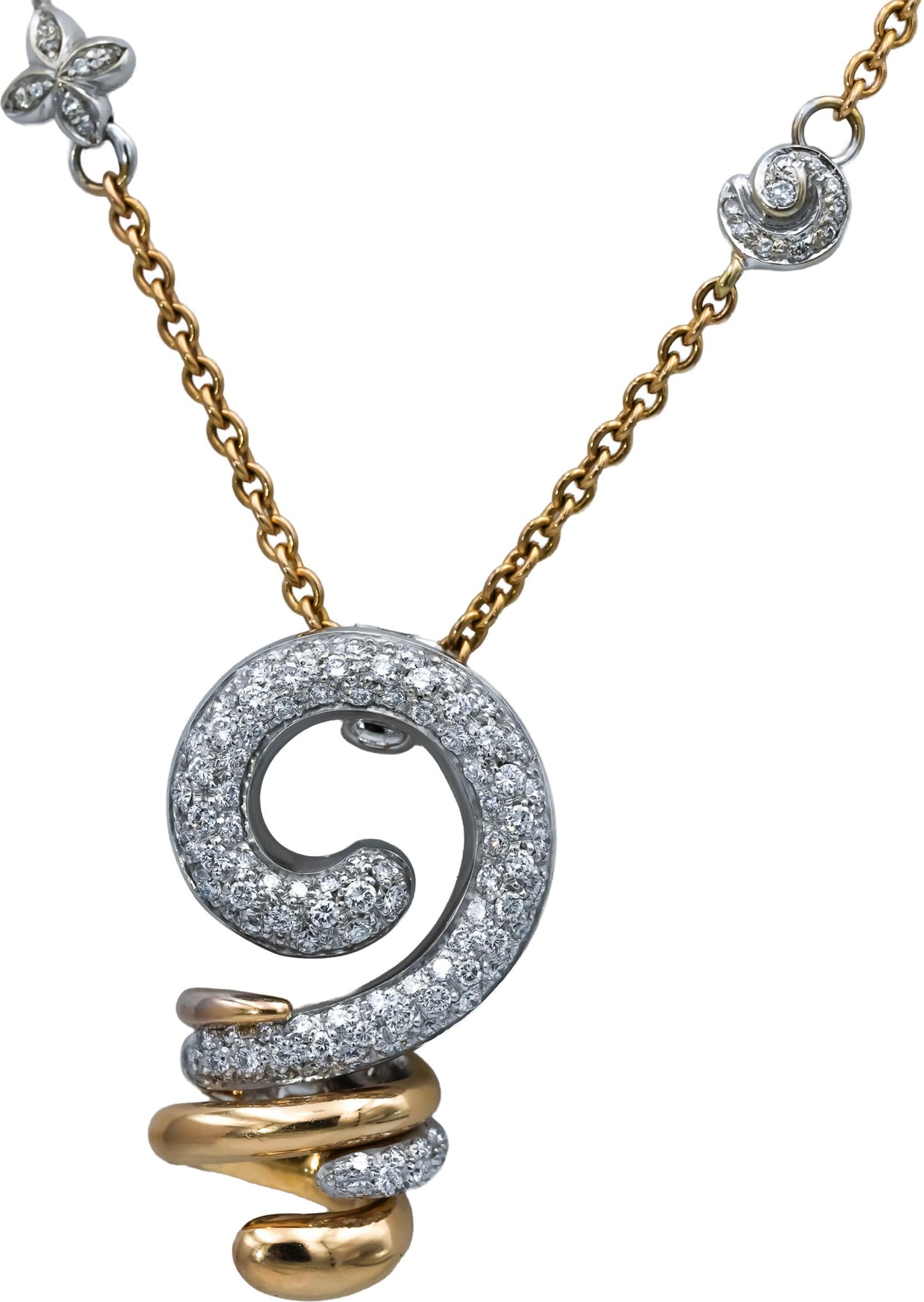 NOUVELLE BAGUE 18k White and Yellow Gold VS Diamond Pendant Necklace 1.50CT