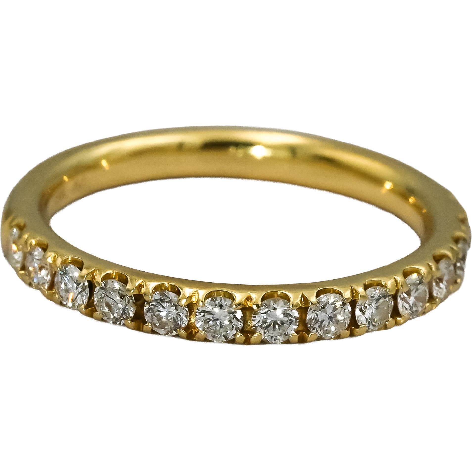 18k Yellow Gold VS Round Diamond Half Eternity Band Ring 0.50CT Size 6.5