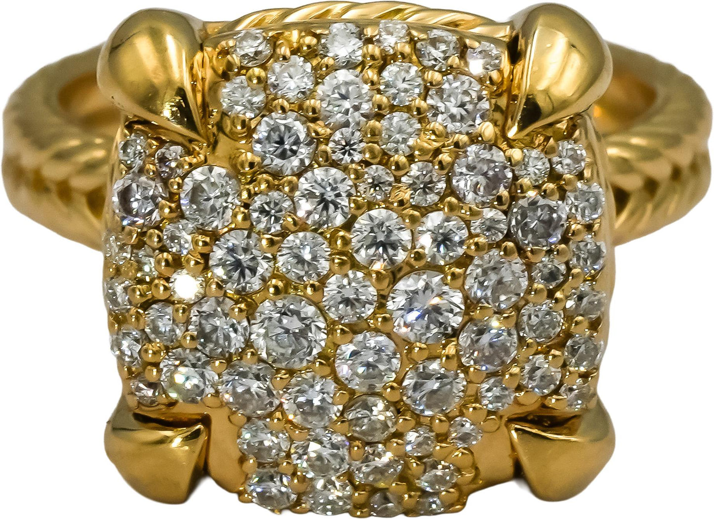 DAVID YURMAN 18k Yellow Gold Round Diamond Chatelaine Ring 1.20CT Size 6.75