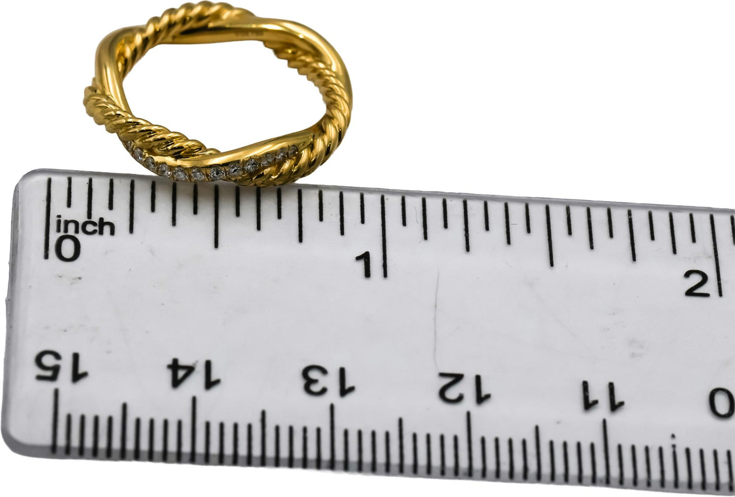 DAVID YURMAN 18k Yellow Gold VS Diamond Cable Classic Band Ring 0.15CT Size 4.5