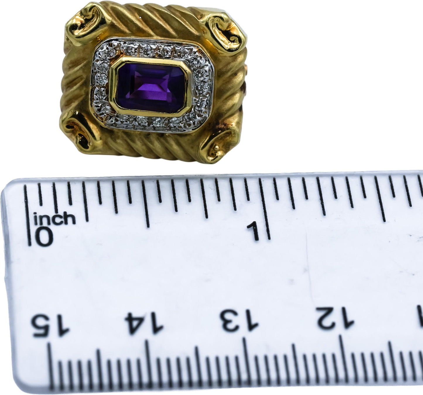 14k Yellow Gold Diamond and Amethyst Earrings 2.55CT