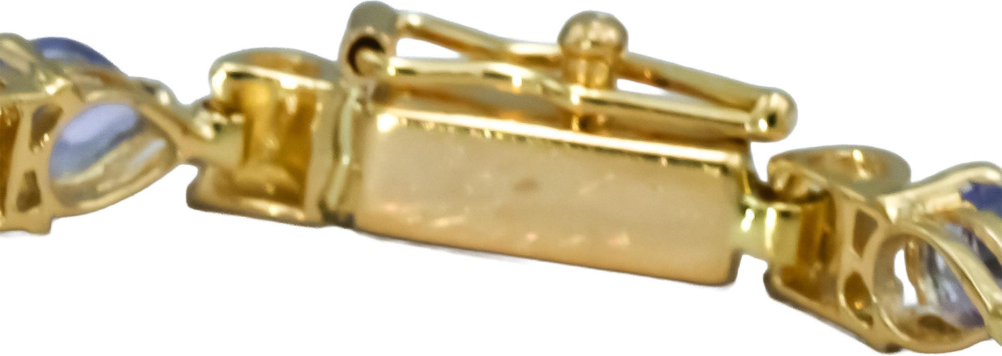 14k Yellow Gold Pear Cut Tanzanite Line Bracelet 4.0CT