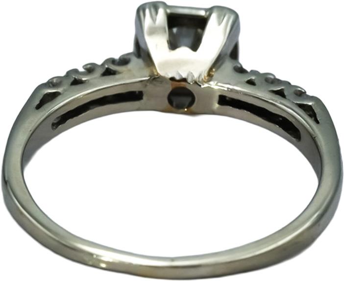 Antique 14k White Gold VS Diamond Ring 0.50CT w/ 0.42CT Center Size 7.25