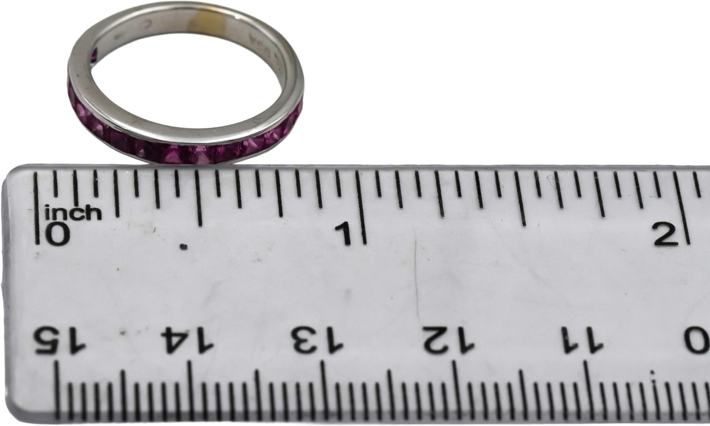 14k White Gold Pink Sapphire Eternity Band Ring 0.75CT Size 5