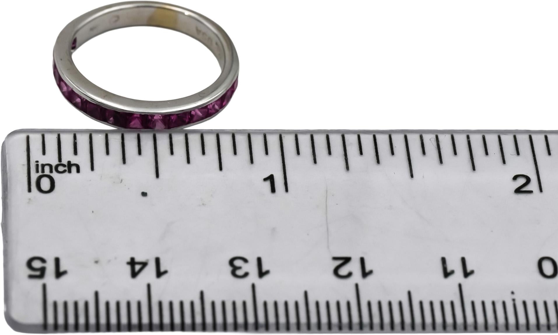14k White Gold Pink Sapphire Eternity Band Ring 0.75CT Size 5