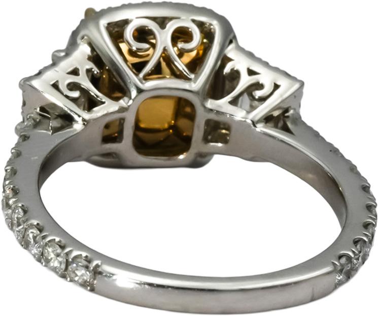 GIA 18k White Gold SI1/S-T Yellow Diamond Engagement Ring 4.02CT w/ 3.02CT Cent.