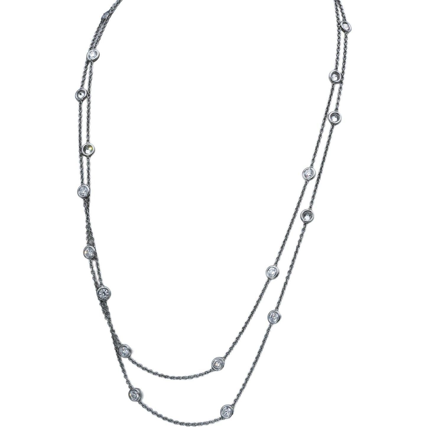 TIFFANY & CO. Platinum Peretti VS Diamond By The Yard Necklace 4.80-5.0CT 38"