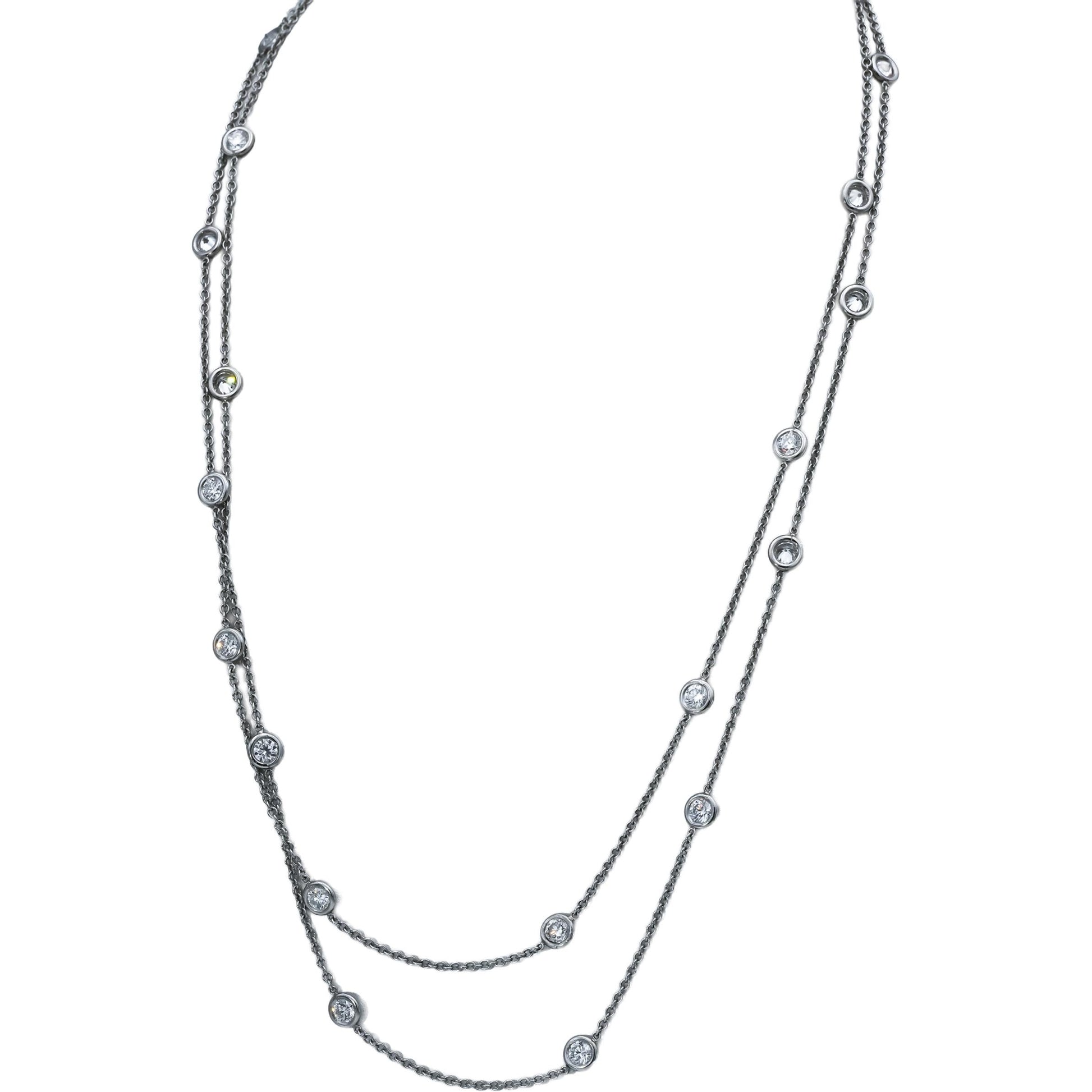 TIFFANY & CO. Platinum Peretti VS Diamond By The Yard Necklace 4.80-5.0CT 38"