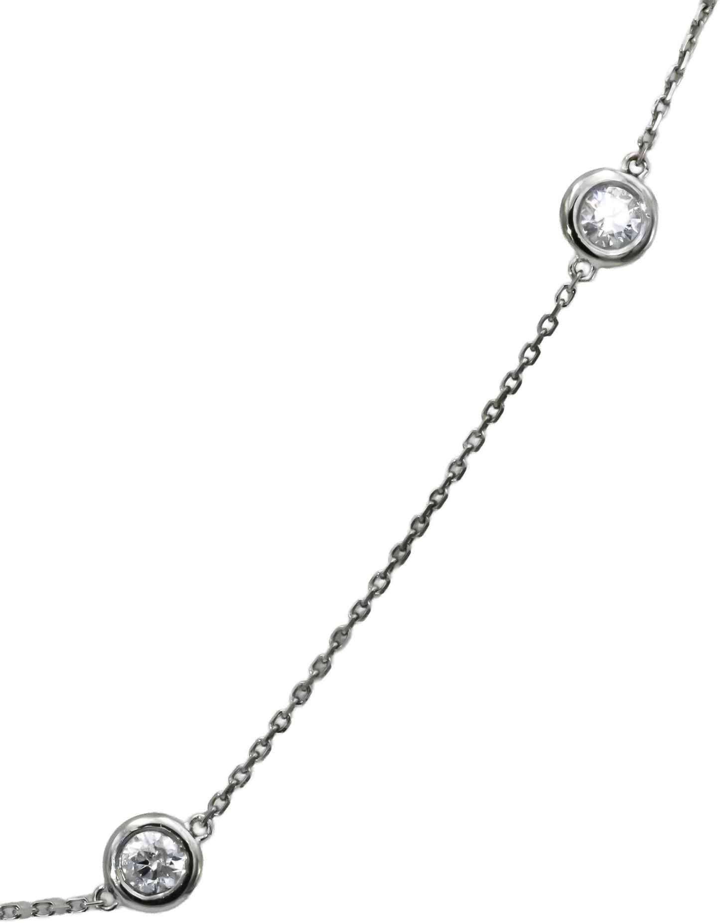 Platinum Round Diamonds By The Yard Chain Necklace 1.15CT 10 Pieces