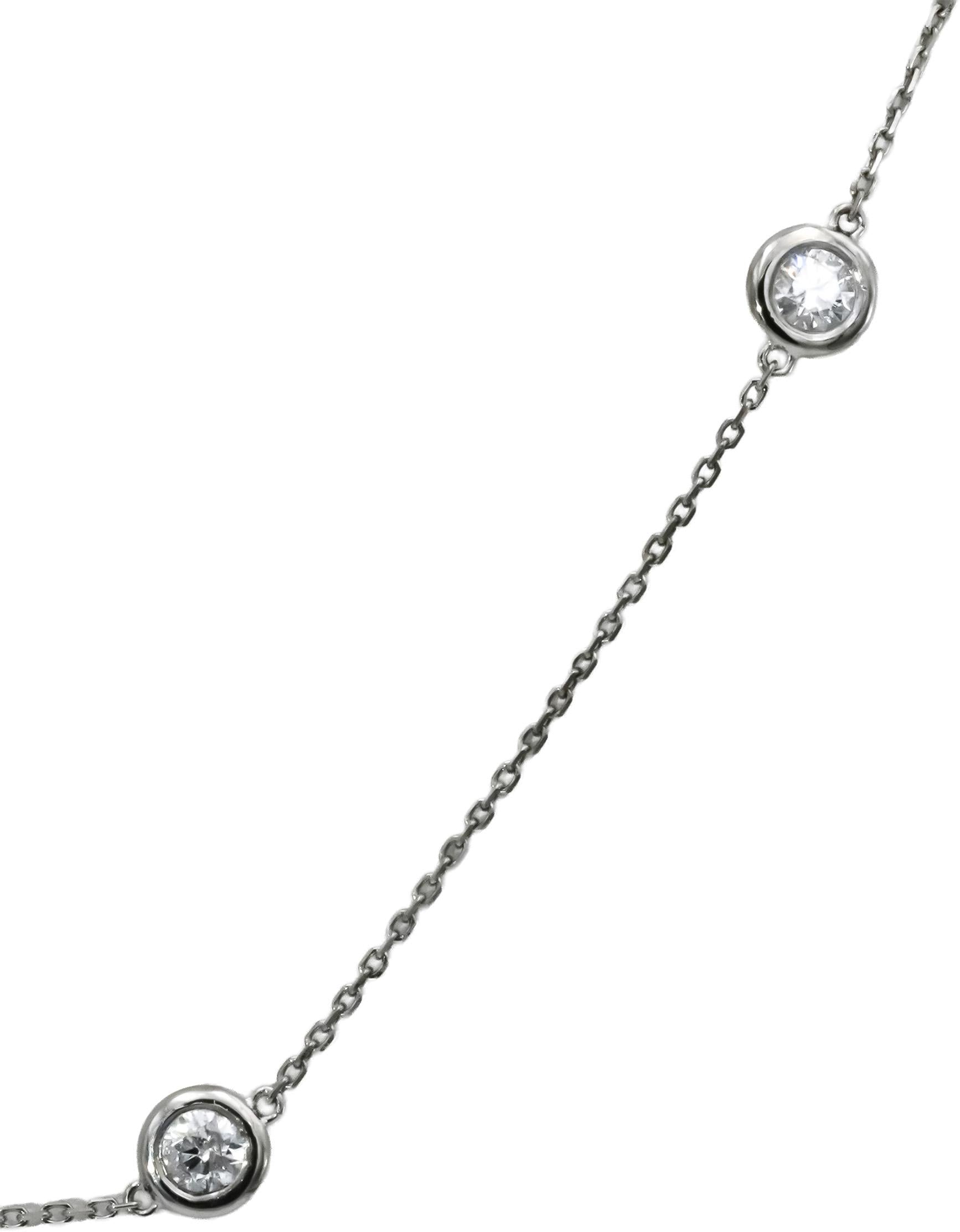 Platinum Round Diamonds By The Yard Chain Necklace 1.15CT 10 Pieces