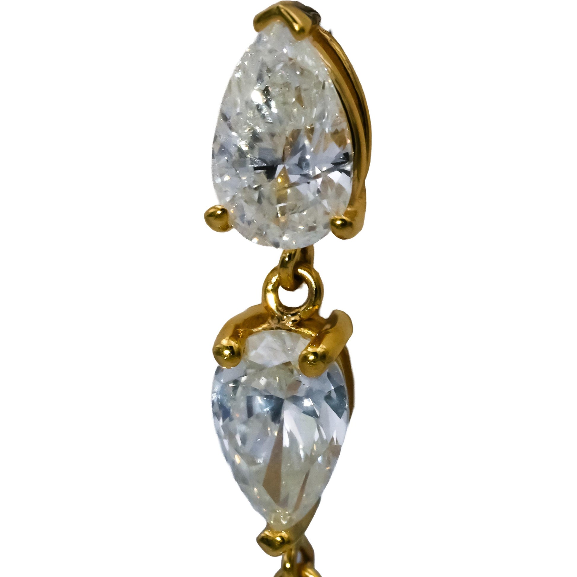 14k Yellow Gold Pear and Princess Cut Diamond Dangle Earrings 4.79CT