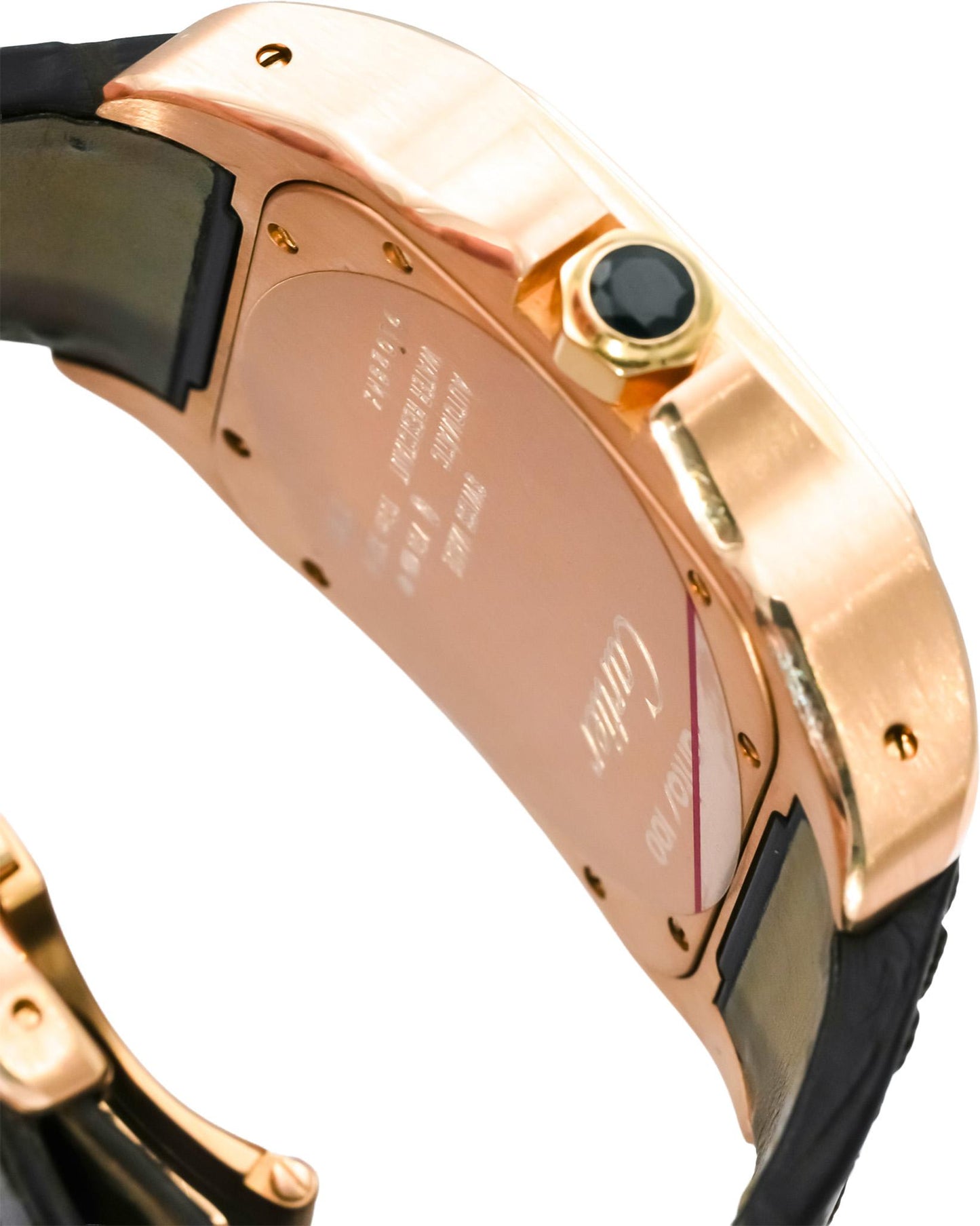 CARTIER 18k Rose Gold Black Dial Santos 100 XL Automatic Watch Ref 2792