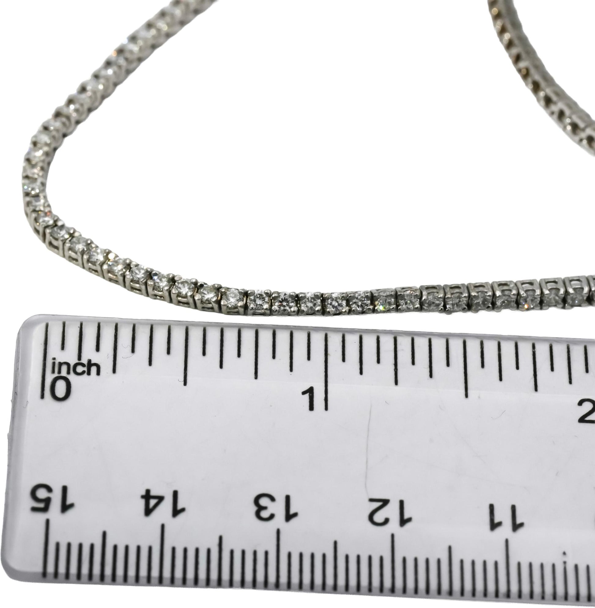 14k White Gold VS Round Diamond Tennis Necklace 4.49CT