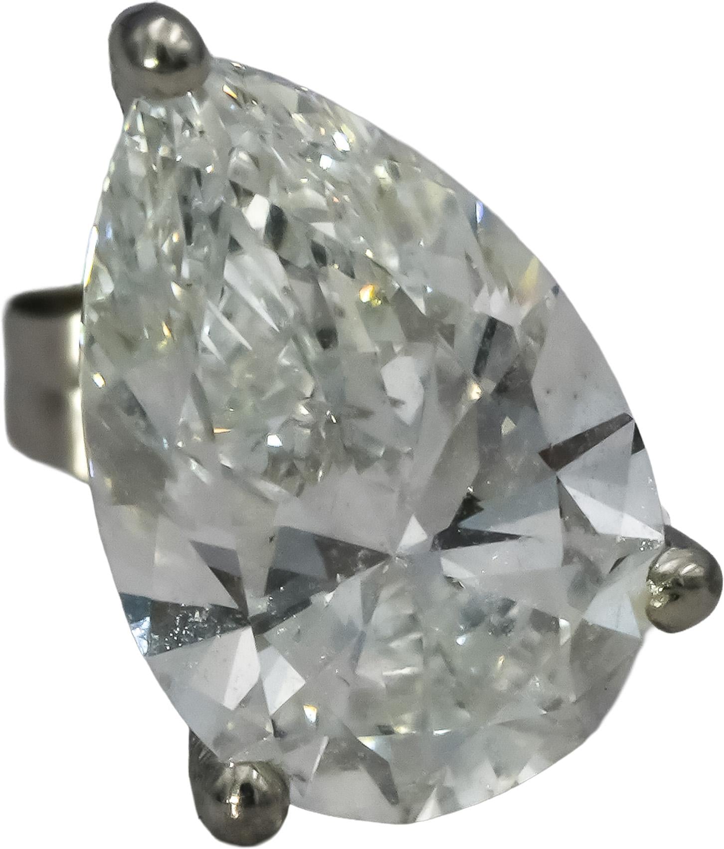 IGI 14k White Gold VS1/E Pear Cut Lab-Grown Diamond Stud Earrings 3.73CT