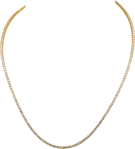 14k Yellow Gold VS Round Cut Diamond Tennis Necklace 5.43CT