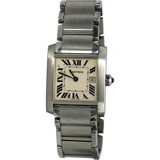 CARTIER Stainless Steel Tank Francaise 25mm Quartz Watch w/ Date Ref 2465