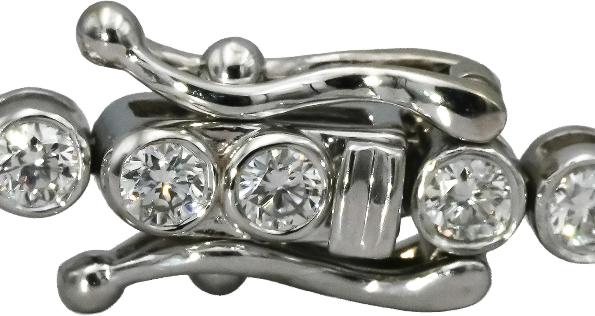 14k White Gold VS Round Bezel Set Natural Diamond Tennis Bracelet 1.95CT
